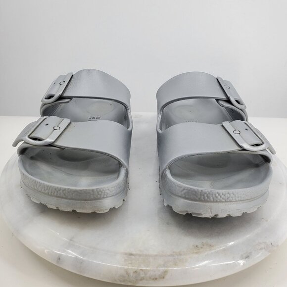 Birkenstock Arizona Silver Grey Women's Rubber Slip On Slide Sandal Shoes Size 7 - Picture 4 of 13